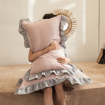 夏季全棉少女心枕套一對裝單人枕芯內膽套純棉大號韓式花邊枕頭套