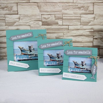 地中海木質擺臺相框書房桌面家居創意像框5寸6寸七寸相架海洋風格