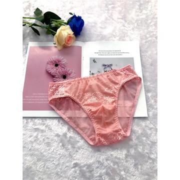 新款式男士貼身可愛型蕾絲彈力三角內褲男式性感自然舒適透視內褲