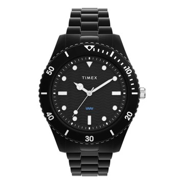 【TIMEX】天美時 Legacy  42毫米 #Tide 海洋再生塑料 摺疊錶扣腕錶 (黑 TXTW2Y04500)