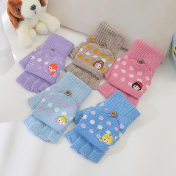 童公主刺繡點點釣魚手套-多色任選