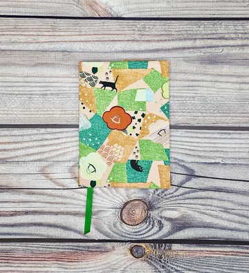 綠色系和服布料拼貼書套