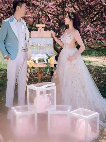 影樓婚紗攝影外景旅拍擺件網紅透明LOVE盒子 結婚場地裝飾道具