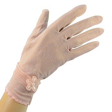 【幸福揚邑】防曬觸控手套冰絲涼感止滑透氣輕薄騎車開車-桐花-粉