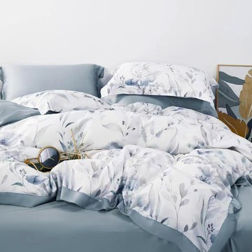 床包被套組(6x7薄被套)-特大/60支/ 萊賽爾天絲四件式 / 墨染花澗 台灣製