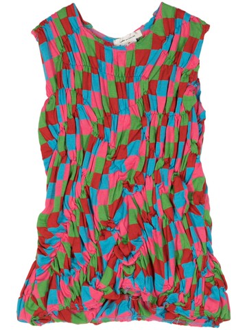Comme Des Garçons - check-pattern ruched top - women - Wool/Acrylic - S - Pink