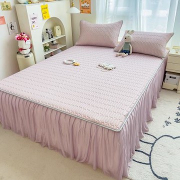 新款夏天冰絲涼感乳膠涼席印花床裙款保護套三件套床笠床墊款