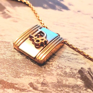 立體CD logo款 法國Christian Dior 迪奧鍍金 古董鎖骨鍊 金項鍊