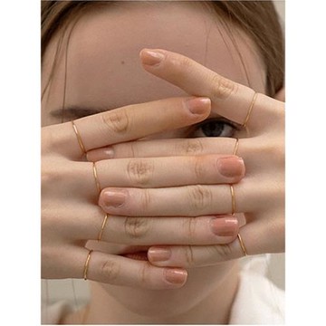 洗手不用摘 美國14k包金簡約百搭個性極細光圈關節戒指尾戒ins
