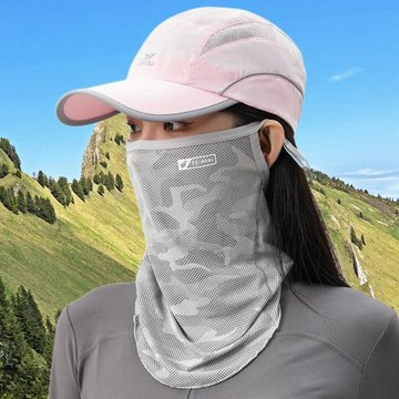 防曬面罩爬山防紫外線騎行一體護頸戶外跑步透氣遮陽掛耳冰絲口罩