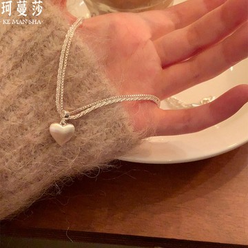 限時特賣🔥 S925純銀項錬 滿天星雙層項錬 拉絲愛心項鏈 項錬女 輕奢小衆設計項錬 高級感項錬 精緻鎖骨鏈