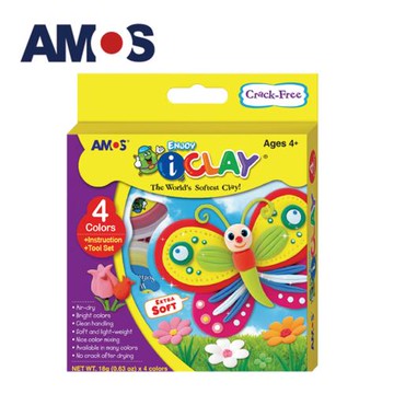 韓國AMOS 4色18克罐裝超輕黏土-基本色