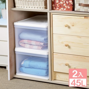 【真心良品】KEYWAY聯府 面寬38.4cm羽田屋大抽屜式收納箱45L-2入（換季收納 棉被收納 可堆疊分類 玩具收納 無印風 台灣製）_廠商直送