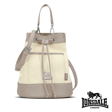 LONSDALE 英國小獅-帆布皮革飾邊束口水桶包-任選 LD1324