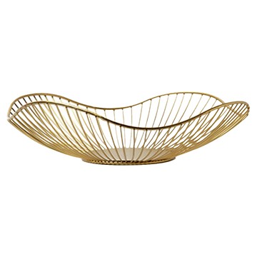 好物良品 花邊形矮款 金屬鏤空收納籃 古銅金 客廳裝飾水果籃 零食收納  28 x 9.5 x 7.5cm  1個