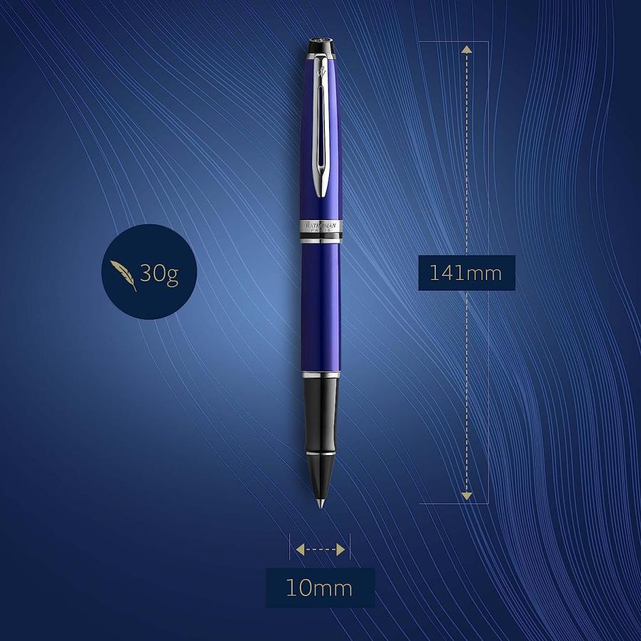 Waterman Expert Rollerball Pen  Blue with Chrome Trim  Fine Point with Black Refill  Gift Box　並行輸入品