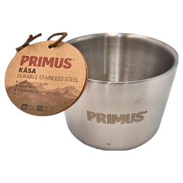 PRIMUS KasaMug 耐用雙層不鏽鋼隔熱杯 0.2L  銀色 + 棕色  1個