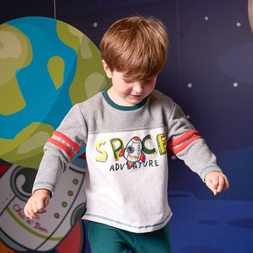 太空漫遊太空船撞色T恤