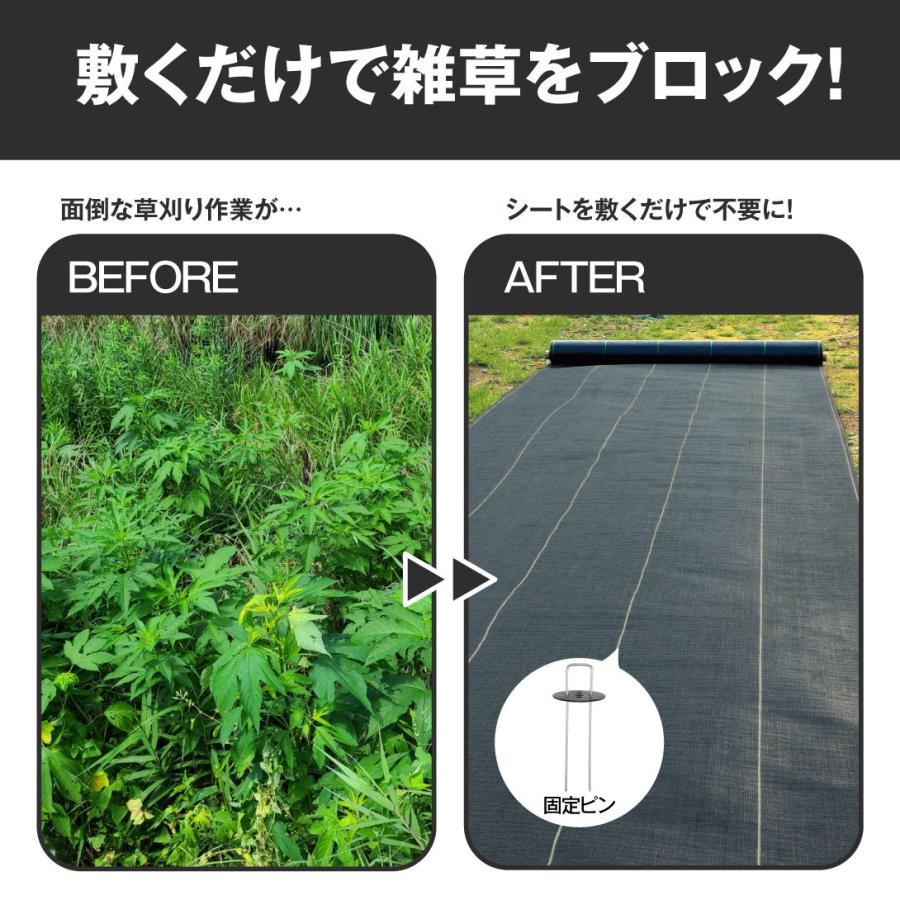 防草シート 1m×50m 農用シート 除草 雑草 芝生 草 DIY 耐用年数 約6-7年 抗菌剤 UV剤 厚み0.4ｍｍ 砂利 芝 人工芝 高密度強力防草シート・黒 国華園