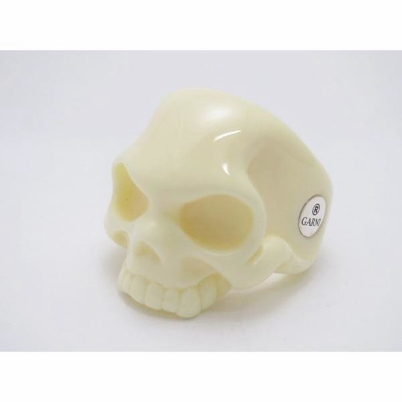 美品 GARNI ガルニ 051 Skull Acrylic RING 17号 ホワイト GR06055 