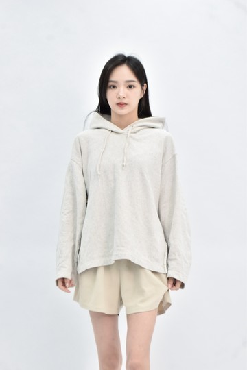 (M) uniqlo 連帽杏色長袖上衣