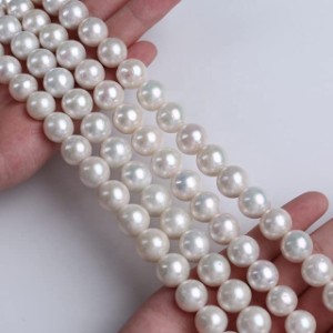 Dunsi 11-13mm Freshwater Pearl Natural White Edison Round Loose Pearls String Strand for Jewelry Making Color White