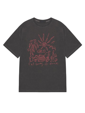 Cast Dreams No Worries Pigment Half Sleeve T-shirt [Charcoal]