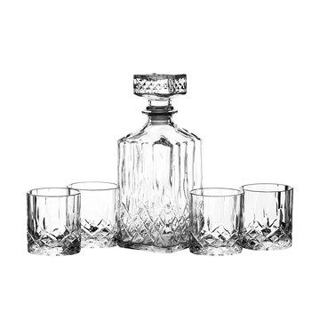 bar craft 烈酒瓶 + 玻璃杯 4個  1組  透明色