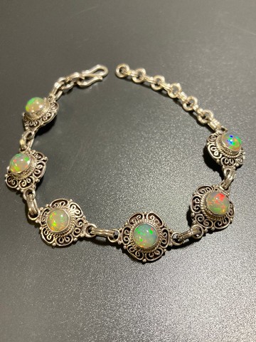 商品在台 天然 蛋白石 歐珀 手鍊 尼泊爾 手工製 925純銀