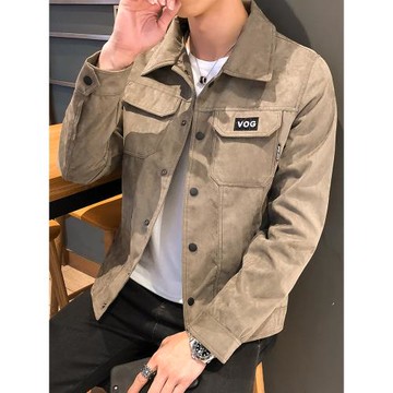 外套男士2025春秋新款潮流上衣服加絨秋冬季休閑百搭牛仔工裝夾克