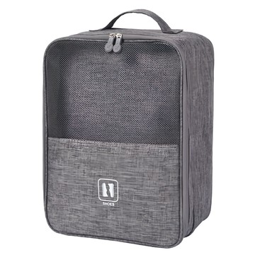 EZlife 可插桿旅行收納多雙鞋袋 加大款 灰色 行李箱固定設計 多功能收納 耐磨透氣  1個