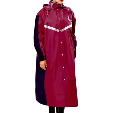 TAHSIN 達新牌 TS01連身式全開披肩雨衣 袖口強化升級設計 雙層防水袖口 背面(3M加寬)反光飾片 安全無虞 1入  桃紅色/寶藍色  2XL