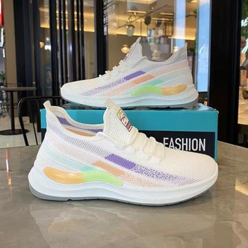 休閑鞋女輕便跑步鞋新款飛織透氣軟底女士小白鞋時尚媽媽潮鞋