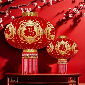 台灣出貨 新款春節植絨福字燈籠喬遷新年裝飾院子戶外喜慶過年裝飾大紅燈籠