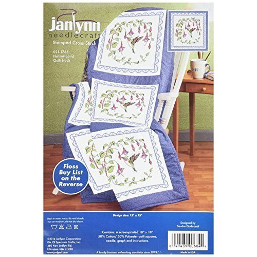 Hummingbird Quilt Block Stamped Cross Stitch-18"X18" Pkg (品)[並行輸入品]