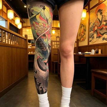 ✨臺灣出貨✨夏季無痕仿真紋身絲襪高彈透氣腿部防曬腿套男生女生個性潮流印花