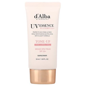 d'Alba, UV Essence Waterfull+ 抗曬霜，膚色修正，SPF 50+，1.69 液量盎司（50 毫升）