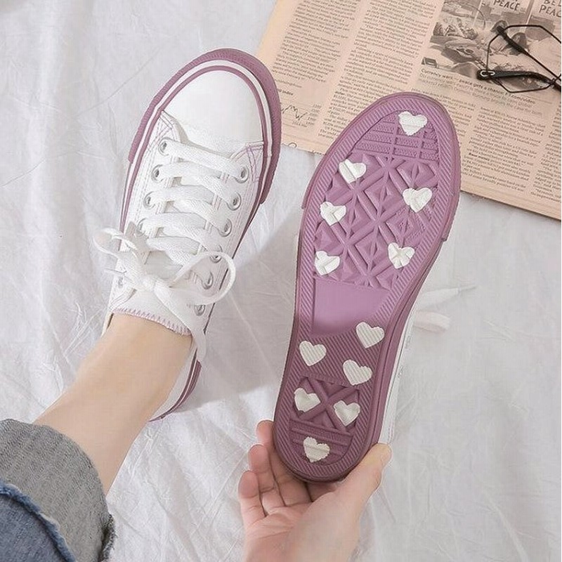 隠れハートがかわいい おしゃれ キャンバス スニーカー 選べる4color ピンク 37 23 5cm 通販 Lineポイント最大10 0 Get Lineショッピング