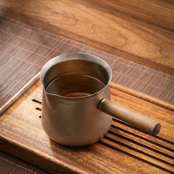 公司貨 免運 鈦杯鈦茶杯冰晶純鈦公道杯茶漏濾網實木側把戶外旅行茶具功夫茶具 快速發貨