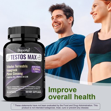 Buporai - TESTOS MAX，蒺藜、葫蘆巴和人參 - 60/120粒膠囊 美國製造