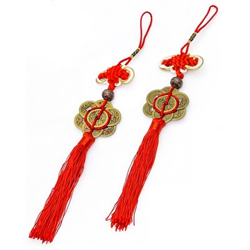 馥瑰馨盛 天圓合抱五帝錢套裝 結繩 銅製 總長30CM 銅幣直徑約2.3CM  2個