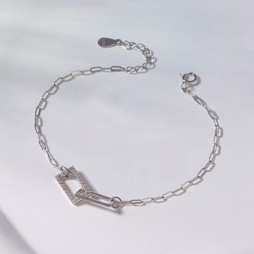 [999足銀]MARIGOLD現代信仰方環相扣手鍊-玫瑰金/銀