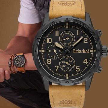 Timberland 天柏嵐 CAMPTON系列 三眼多功能手錶-黑 TDWGF0055403