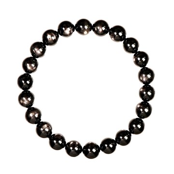 【正佳珠寶】金運石 頂級星光貓眼黑銀線 8.4-8.8mm 金運石手珠