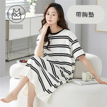 【韓國K.W.】韓國空運柔情甜美莫代爾洋裝(居家服/家居服/睡衣/睡裙/涼感睡衣)Y2342