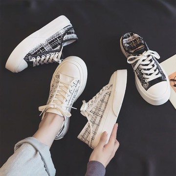 【韓國K.W.】現貨YT6864千鳥格厚底百搭後踩休閒鞋(韓國K.W./女鞋/現貨)