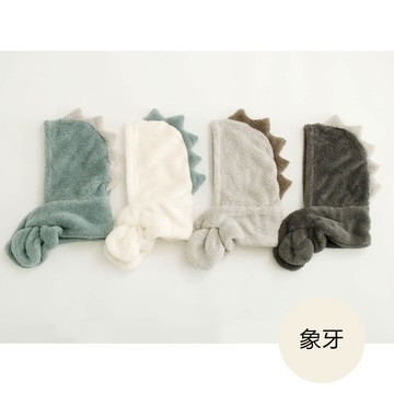 日本 AUBE - 保暖毛絨造型圍脖帽(親子通用款)-恐龍-象牙