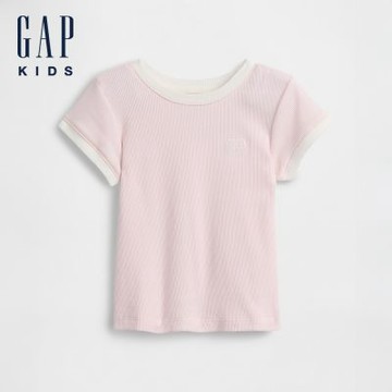 【GAP】babyGap羅紋滾邊T恤-櫻花粉(873429)