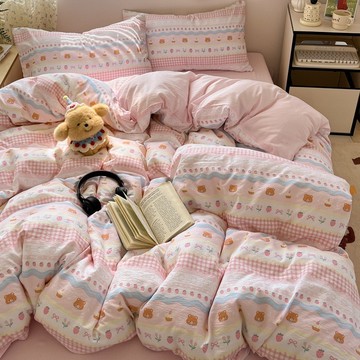 A類雙層紗布床包組 水洗棉四件套 床上 被罩 床單 被套 新款 學生 宿舍三件套