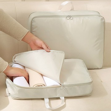 【摩肯】雙拉鍊羽絨衣物壓縮收納包2件旅行套組(含大小衣物袋 無須真空機)